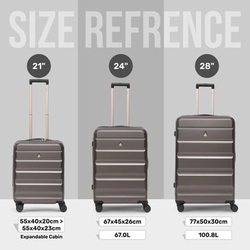 Aerolite 3-Piece Luggage Set – Lightweight Hard Shell Suitcases with 4 Dual Spinner Wheels & TSA Lock – Expandable Cabin (21”), Medium (24”), Large (28”) – Expandable Carry-On Case Included – Charcoal